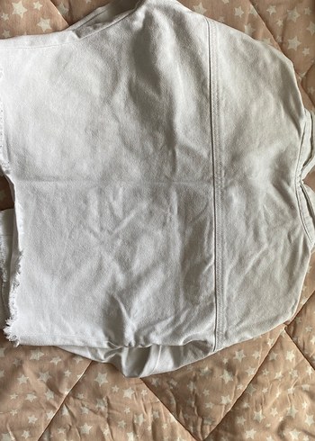 Düğmeli Beyaz Kadın Denim Ceket - Görsel 4