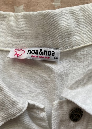 Düğmeli Beyaz Kadın Denim Ceket - Görsel 3