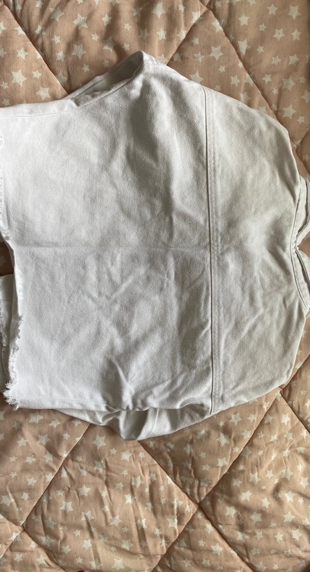 Düğmeli Beyaz Kadın Denim Ceket - Görsel 4