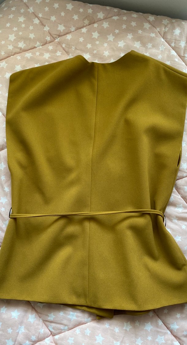 Yağ yeşili V Yaka Düğmeli Kadın Yelek - Görsel 3