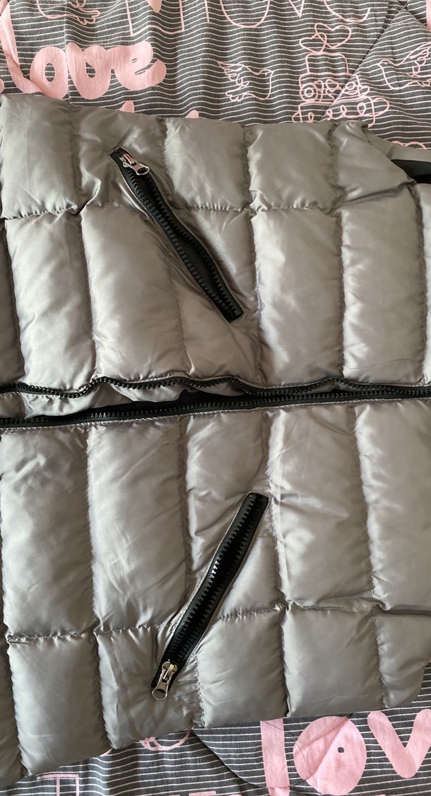 Gri Uzun Fermuarlı Kadın Yelek - Görsel 2