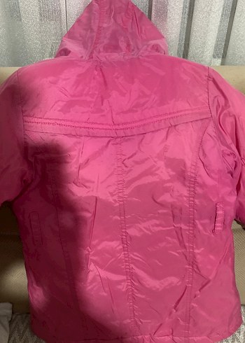 Kız Çocuk Parlak Pembe Düğmeli Mont - Görsel 5