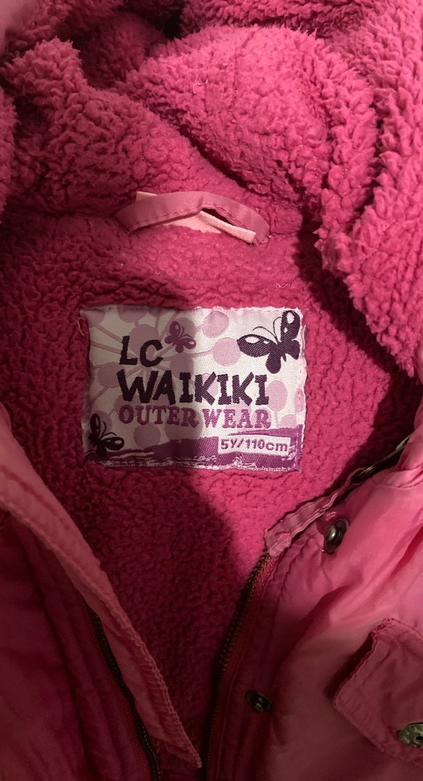 Kız Çocuk Parlak Pembe Düğmeli Mont - Görsel 3