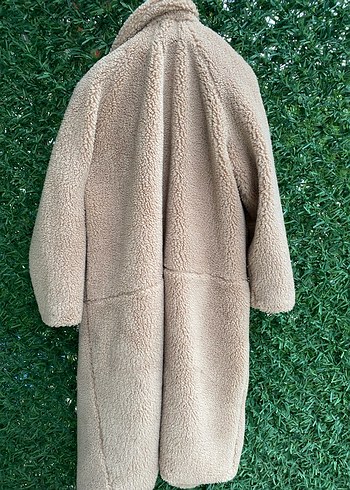 H&M Bej Peluş Uzun Kaban