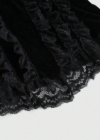 m Beden siyah Renk Gothic dantelli üst 