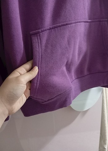 xl Beden Mor Kapüşonlu Kadın Sweatshirt