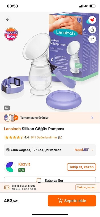 Beden Lansinoh Silikon Göğüs Pompası