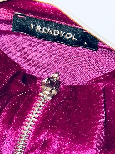 l Beden Trendyol Fermuarlı Pembe Kadife Hırka