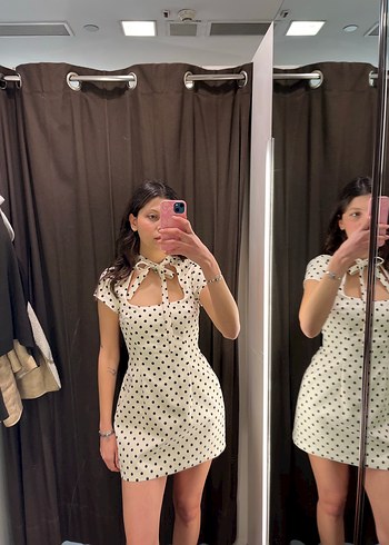 Zara Siyah Puantiyeli Mini Elbise