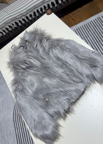 Gri Midi Boy Sokak Stili Kadın Suni Kürk - Görsel 4