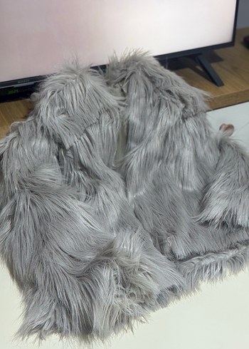 Gri Midi Boy Sokak Stili Kadın Suni Kürk - Görsel 2