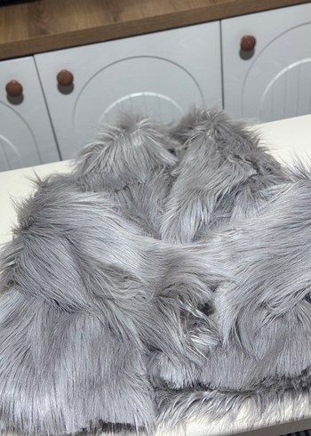 Gri Midi Boy Sokak Stili Kadın Suni Kürk - Görsel 3