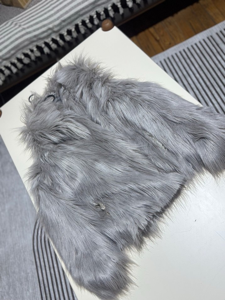 Gri Midi Boy Sokak Stili Kadın Suni Kürk - Görsel 4