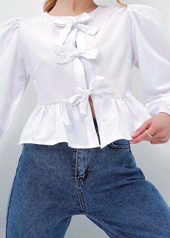 Bordo Fırfırlı V Yaka Kadın Bluz - Görsel 3