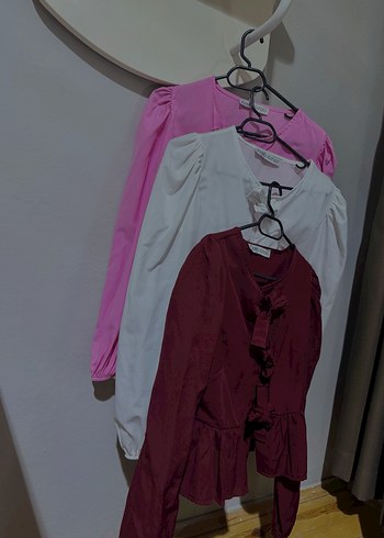 Bordo Fırfırlı V Yaka Kadın Bluz - Görsel 4