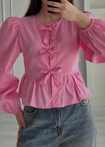 Bordo Fırfırlı V Yaka Kadın Bluz - Görsel 2