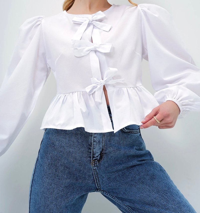 Bordo Fırfırlı V Yaka Kadın Bluz - Görsel 3