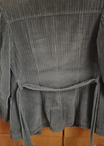 Düğmeli Kahverengi kadife Kadın Ceket - Görsel 4