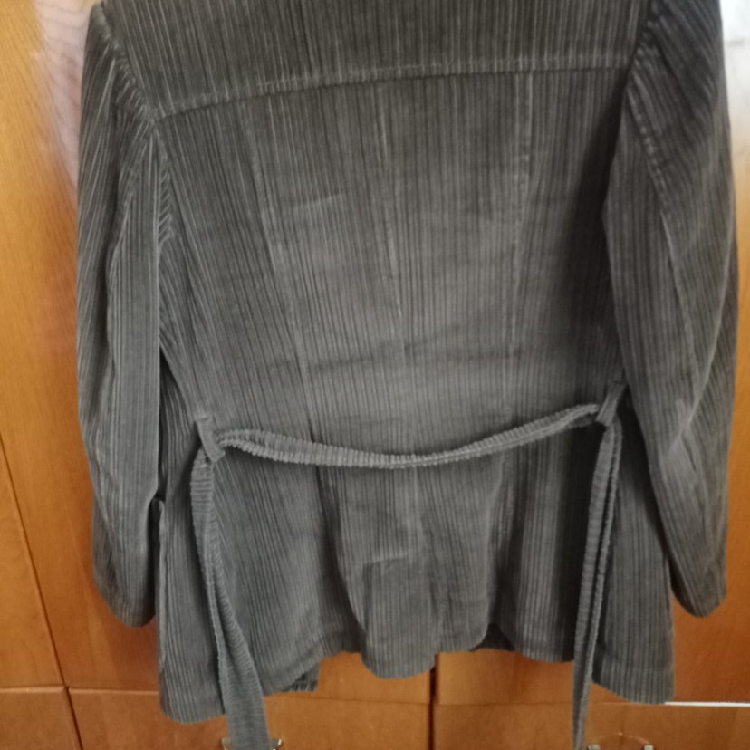 Düğmeli Kahverengi kadife Kadın Ceket - Görsel 4