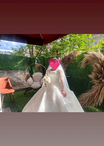 Uzun Kollu Prenses Gelinlik - Görsel 3