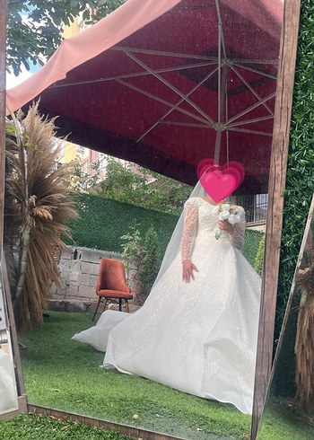 Uzun Kollu Prenses Gelinlik - Görsel 4