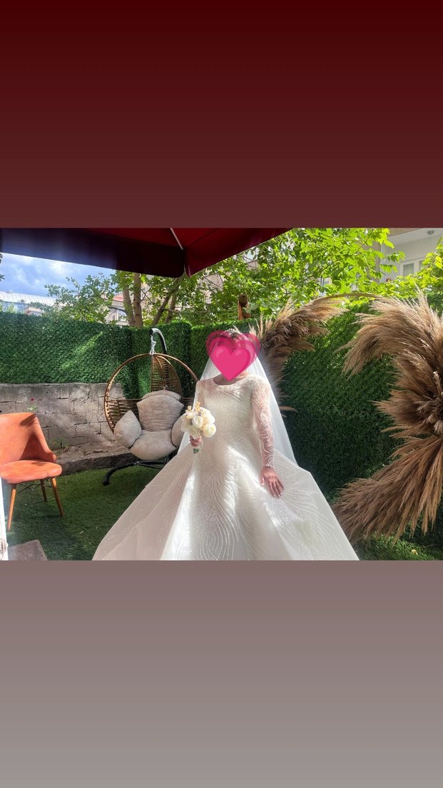 Uzun Kollu Prenses Gelinlik - Görsel 3