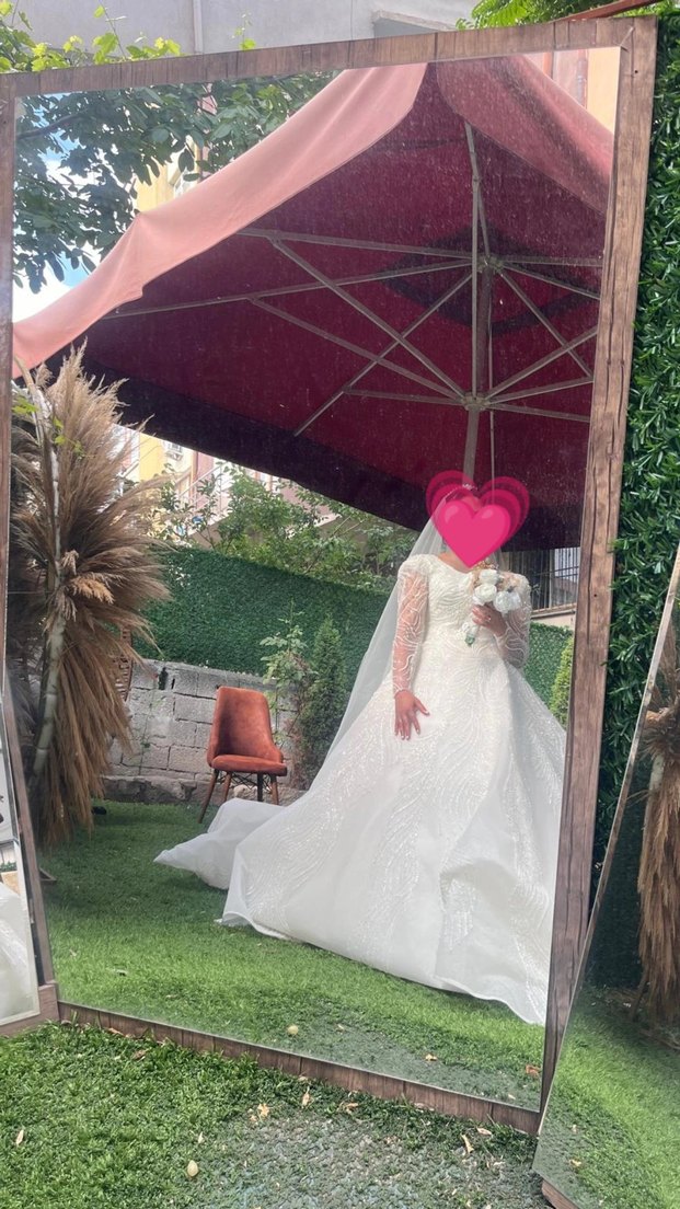 Uzun Kollu Prenses Gelinlik - Görsel 4