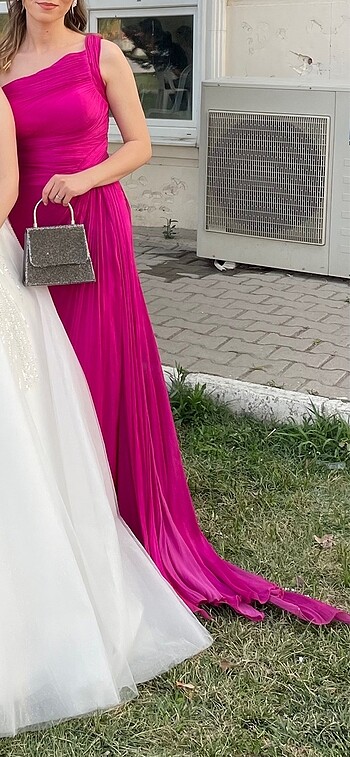 Alfabeta FOR COSTUME Pembe parlak tül abiye elbise