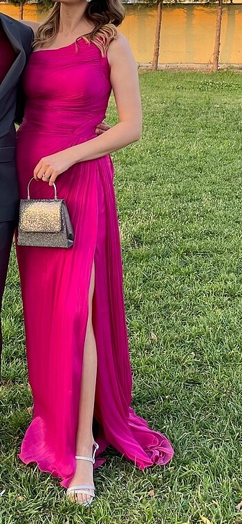 38 Beden pembe Renk FOR COSTUME Pembe parlak tül abiye elbise