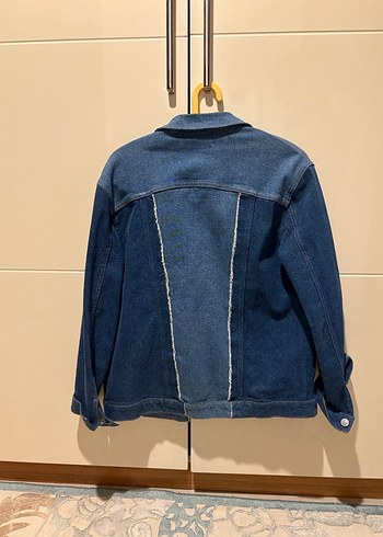 Düğmeli Bol Kesim Kadın Mavi Denim Ceket - Görsel 3