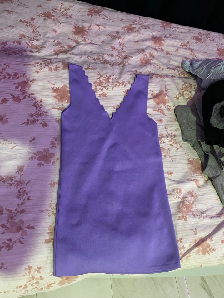 Mor V Yaka bluz - Görsel 2