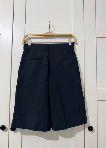Lacivert Keten Pilili Kadın Bermuda Şort - Görsel 4