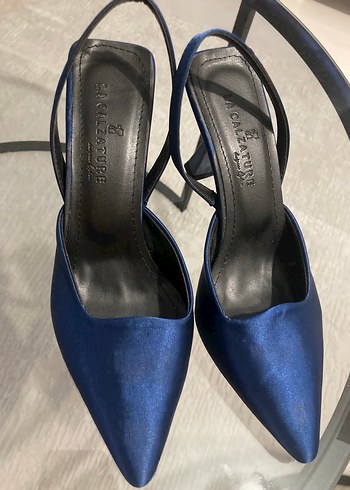 37 Beden Klasik Şıklıkta Mavi Stiletto Topuklu Ayakkabı