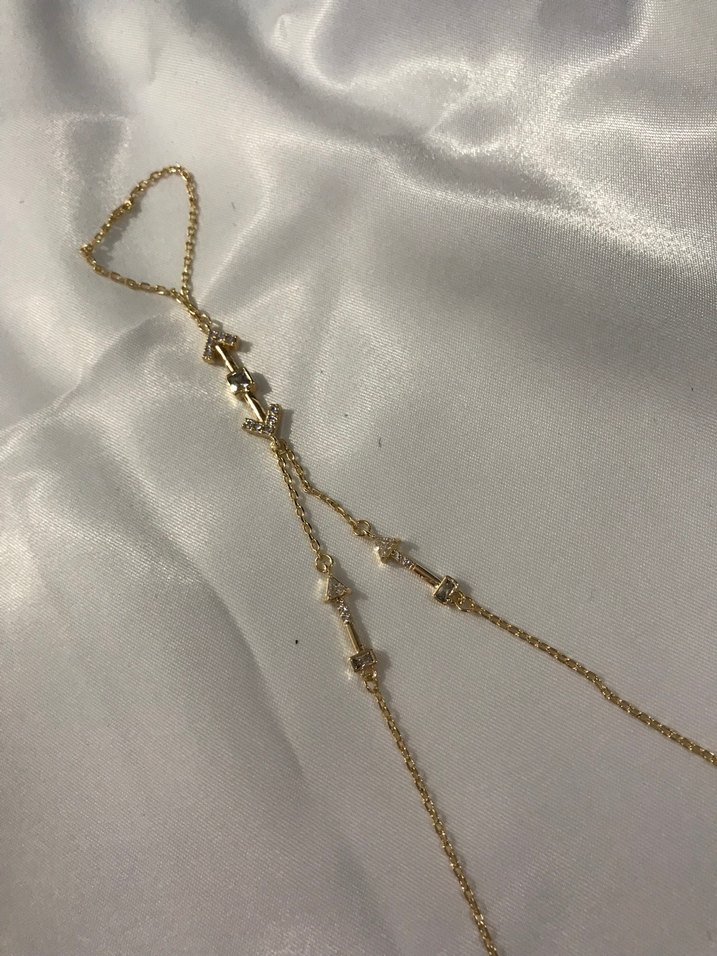 Altın Renk Zincir Detaylı Kadın El Zinciri - Görsel 4