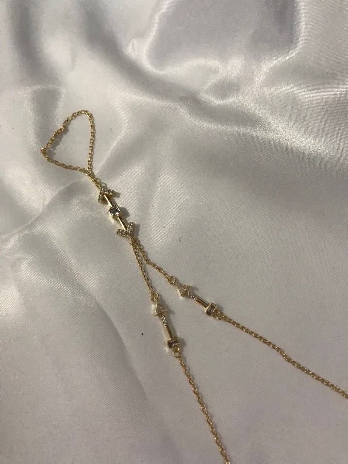 Altın Renk Zincir Detaylı Kadın El Zinciri - Görsel 3