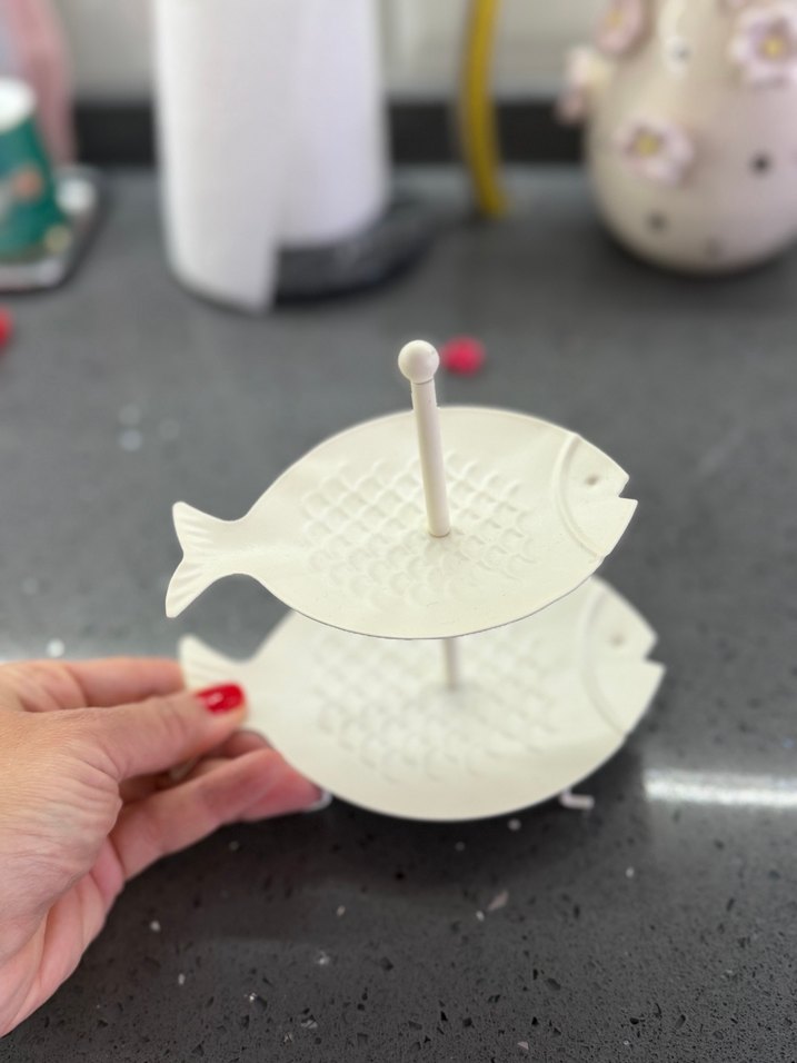 Beyaz Balık Tasarımlı Metal Sunum - Görsel 2