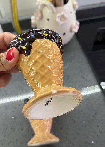 Dondurma Külahı Tasarımlı Kahverengi Seramik Dondurmalık - Görsel 3