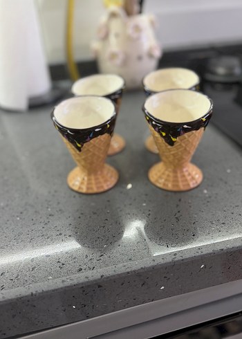 Dondurma Külahı Tasarımlı Kahverengi Seramik Dondurmalık - Görsel 2