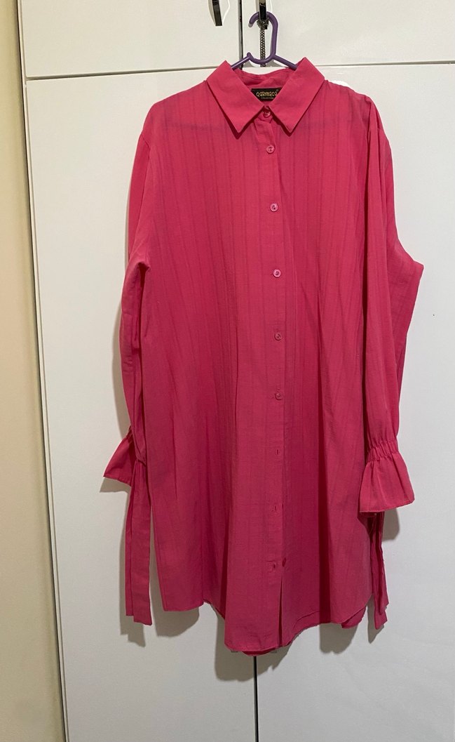 Pembe tesettür pantolonlu takım - Görsel 3