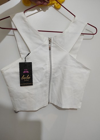 Diğer Beyaz denim V Yaka Kolsuz büstiyer