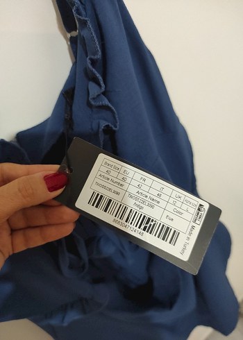 40 Beden Lacivert Fırfırlı Mini V Yaka Elbise