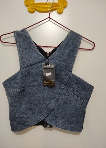 Kadın Denim Kolsuz Mini büstiyer