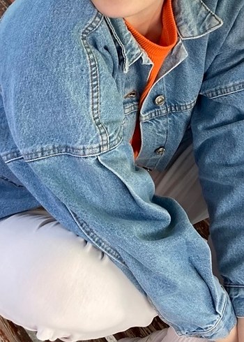 Kadın Açık Mavi Denim Ceket, Düğmeli, Uzun Kollu - Görsel 2