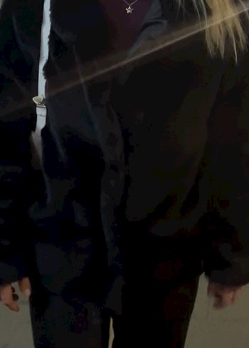 Siyah Peluş Yüksek Yakalı Kadın Kürk Ceket - Görsel 2