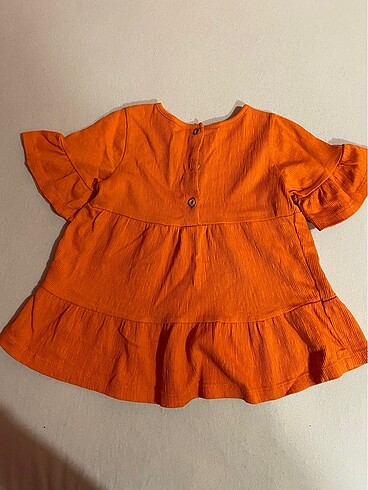 9-12 Ay Beden turuncu Renk Kız Bebek Elbise
