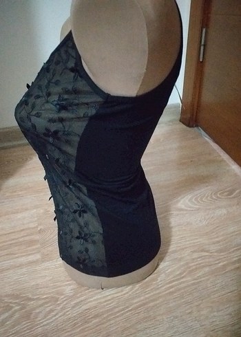 Siyah Dantel İşlemeli Gotik Mini Büstiyer - Görsel 5
