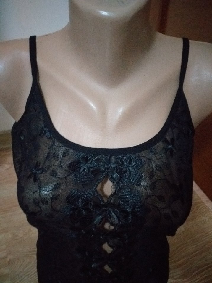 Siyah Dantel İşlemeli Gotik Mini Büstiyer - Görsel 3