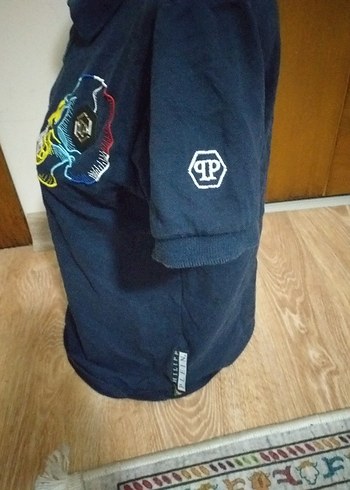 Erkek Lacivert Baskılı Denim Polo Tişört - Görsel 4