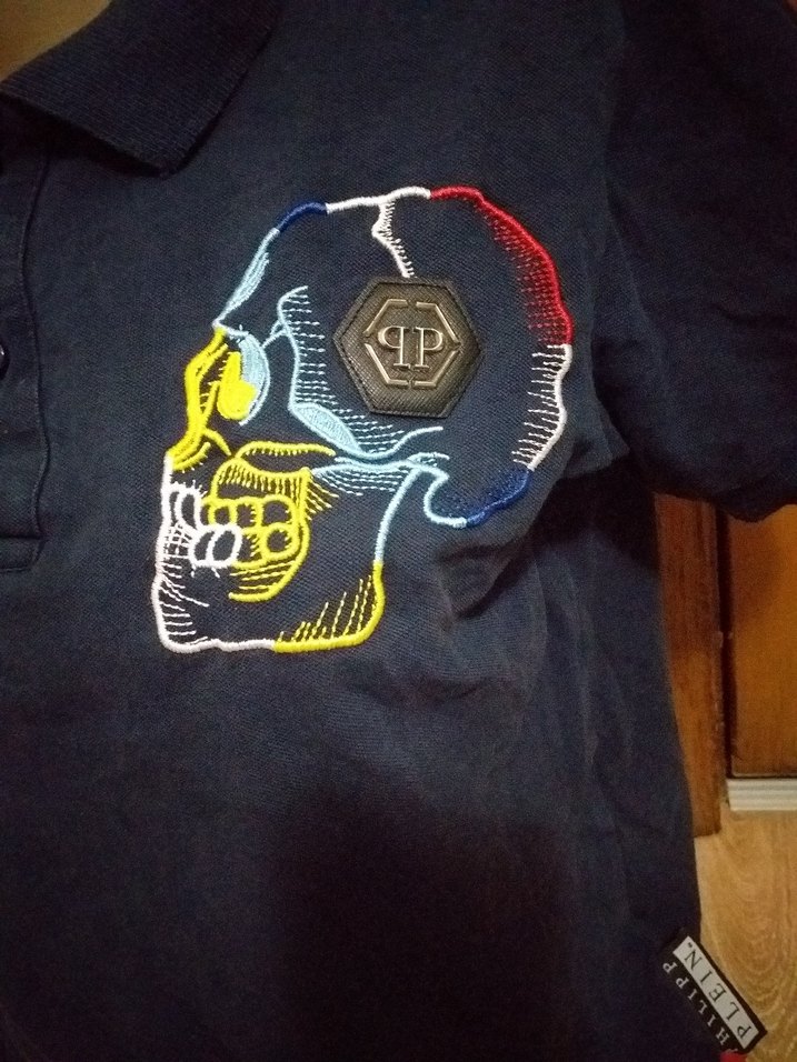 Erkek Lacivert Baskılı Denim Polo Tişört - Görsel 2