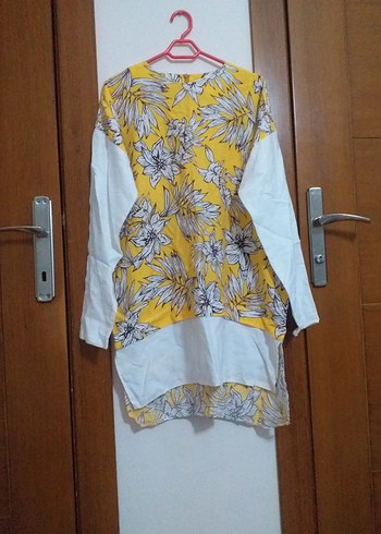 Sarı Çiçek Desenli Bohem Tunik - Görsel 6